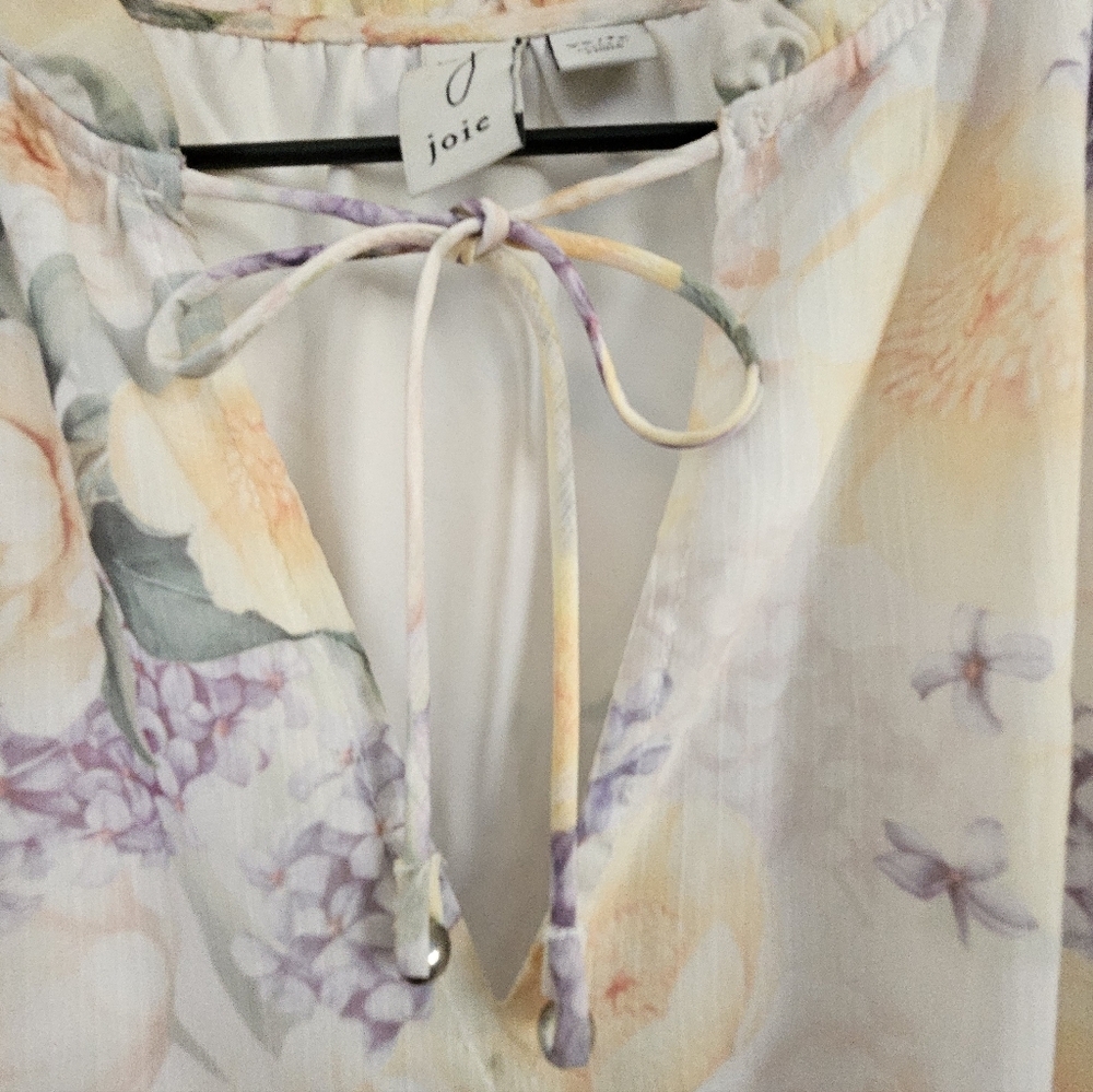 Joie Floral Ombré Maxi Dress XS Boho Tiered Chiffon Tie Neck Lined - Picture 13 of 16
